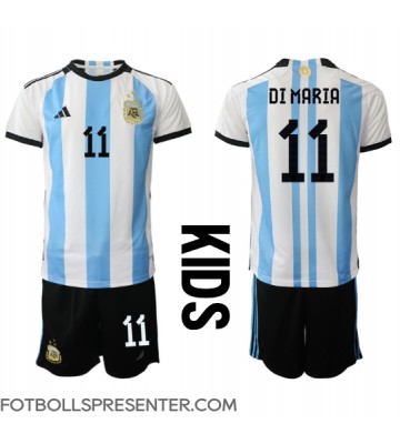 Argentina Angel Di Maria #11 Hemmatröja Barn VM 2022 Kortärmad (+ korta byxor)